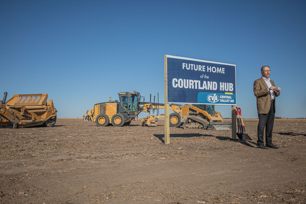 Ground break site with speech